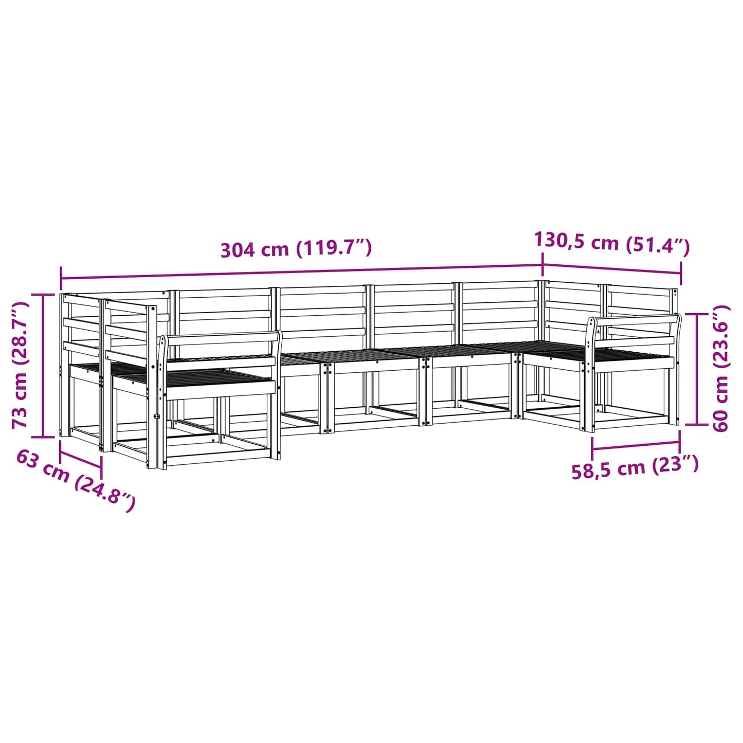 Utendørs sofa-sett 7 pcs Hvit Solid akasietre