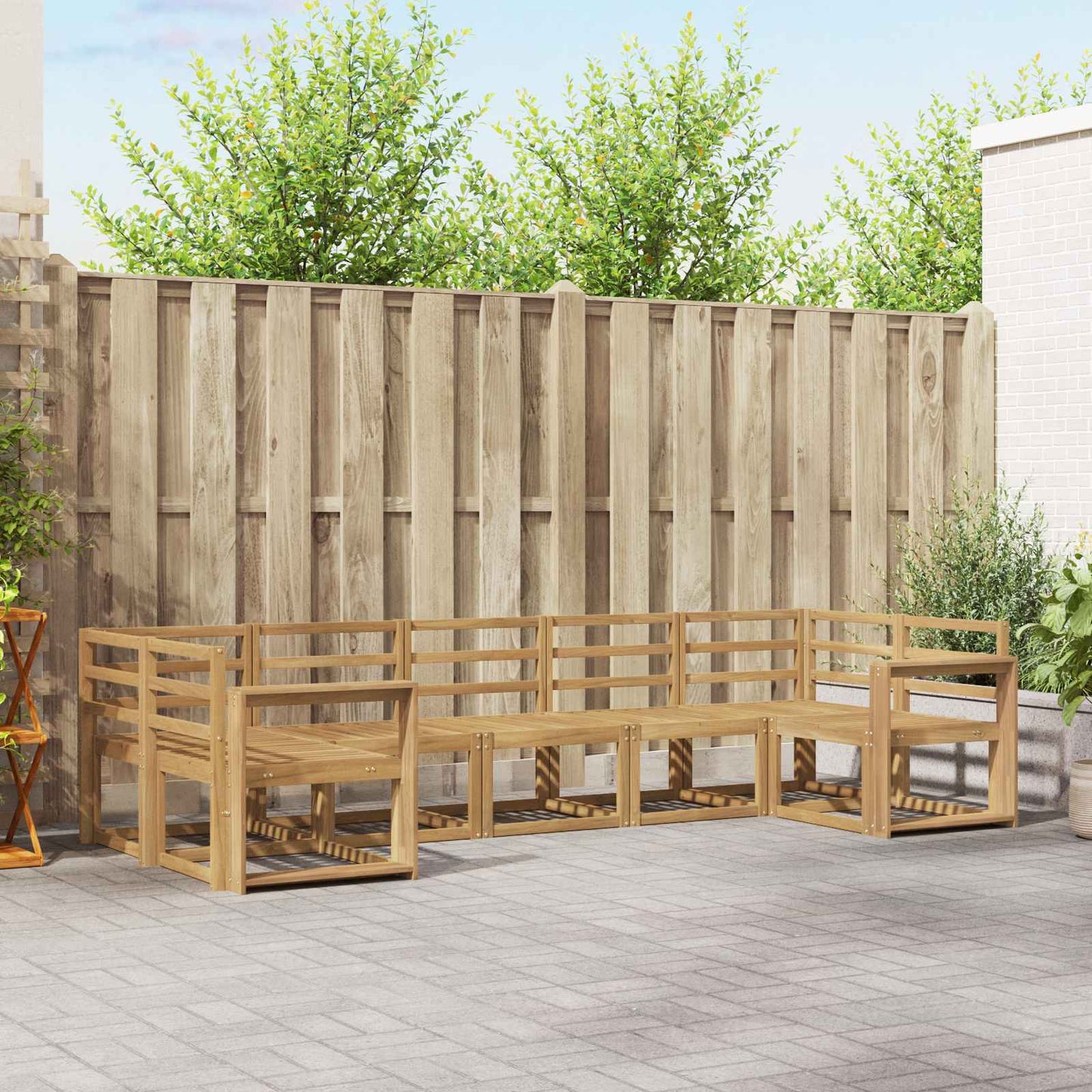 Utendørs sofa-sett 7 pcs Hvit Solid akasietre