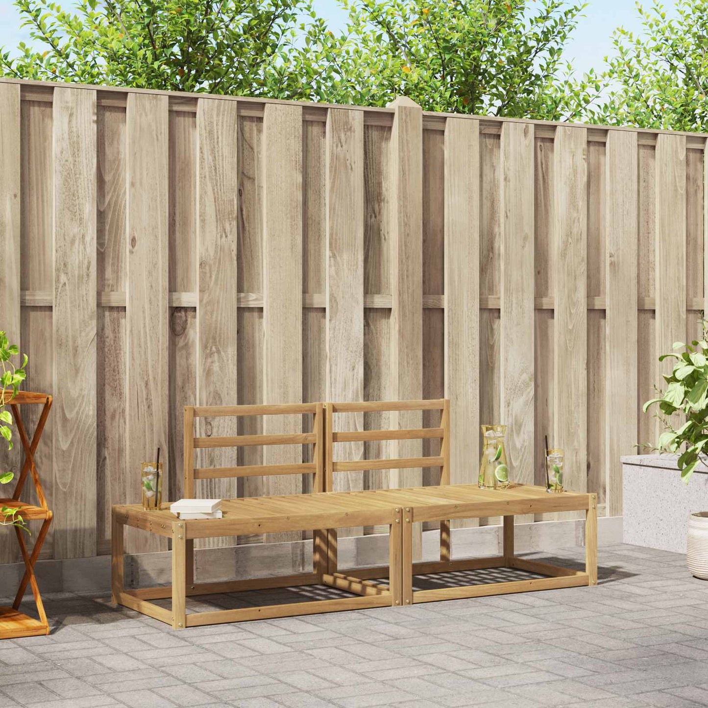 Utendørs sofa-sett 2 stk. Hvit Solid akasietre
