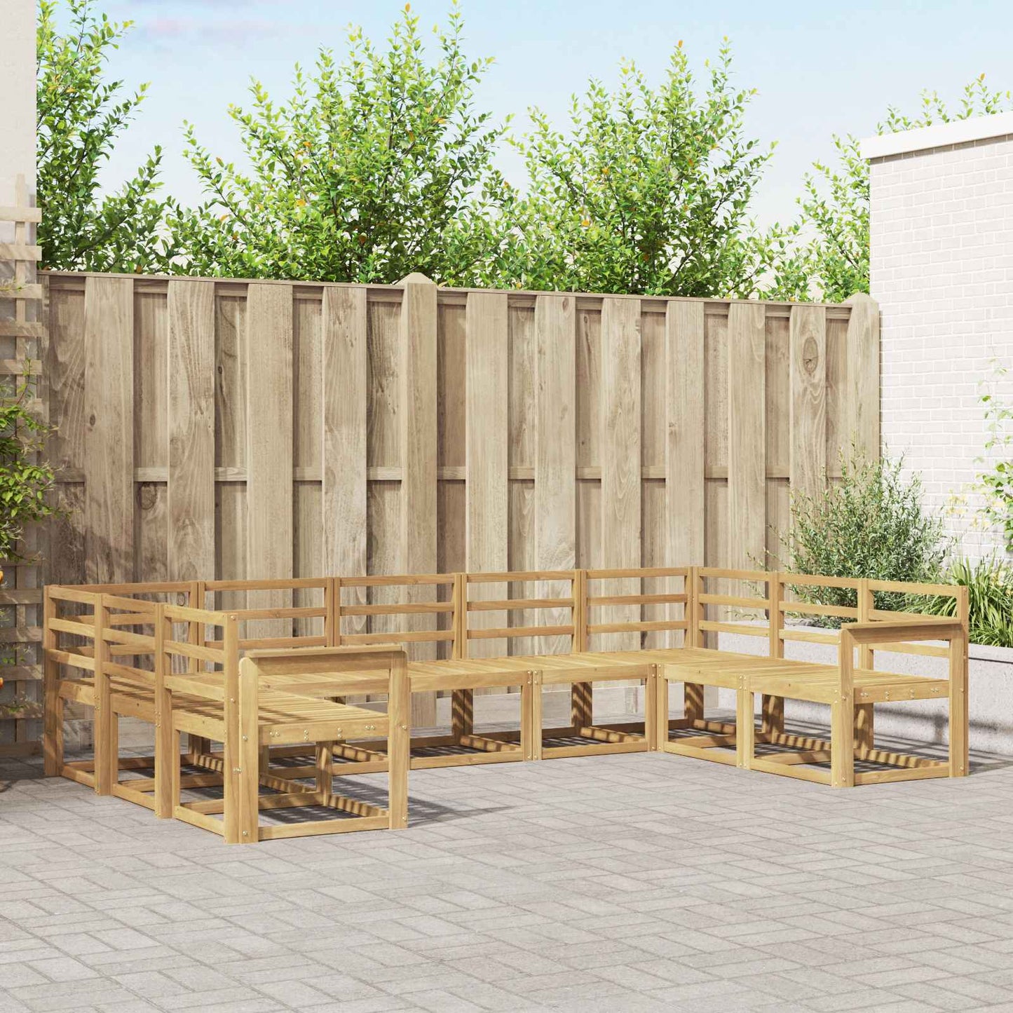 Utendørs sofa-sett 9 pcs Hvit Solid akasietre