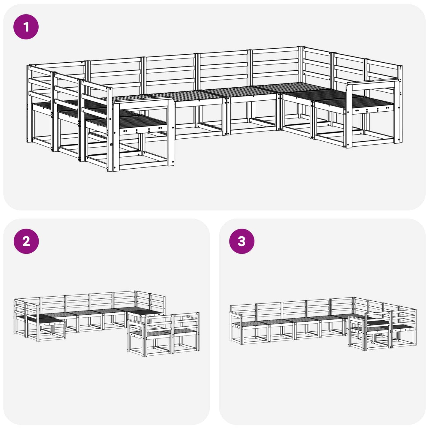 Utendørs sofa-sett 9 pcs Hvit Solid akasietre
