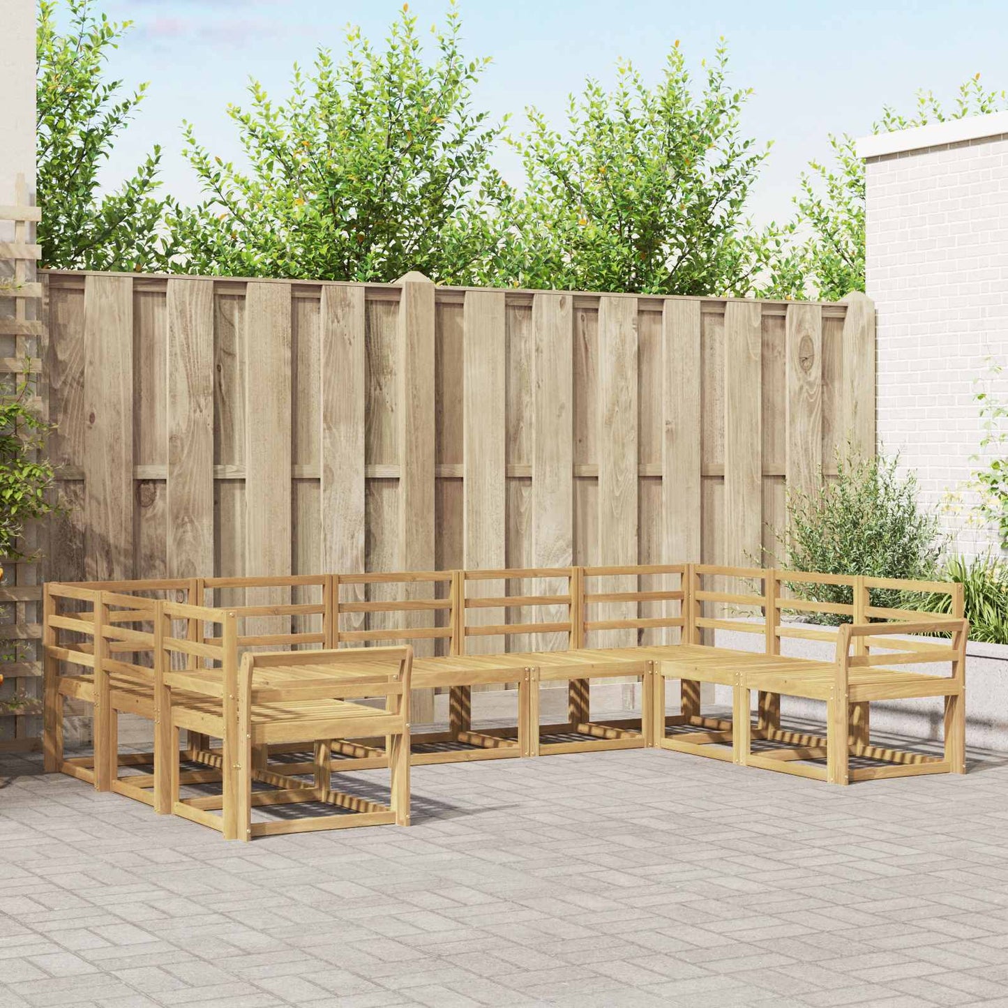 Utendørs sofa-sett 9 pcs Hvit Solid akasietre