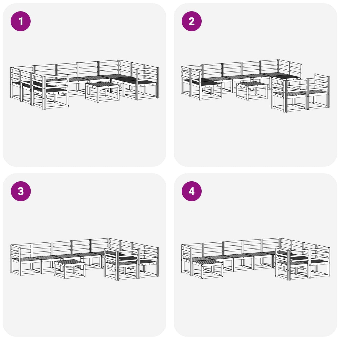 Utendørs sofa-sett 10 pcs Hvit Solid akasietre