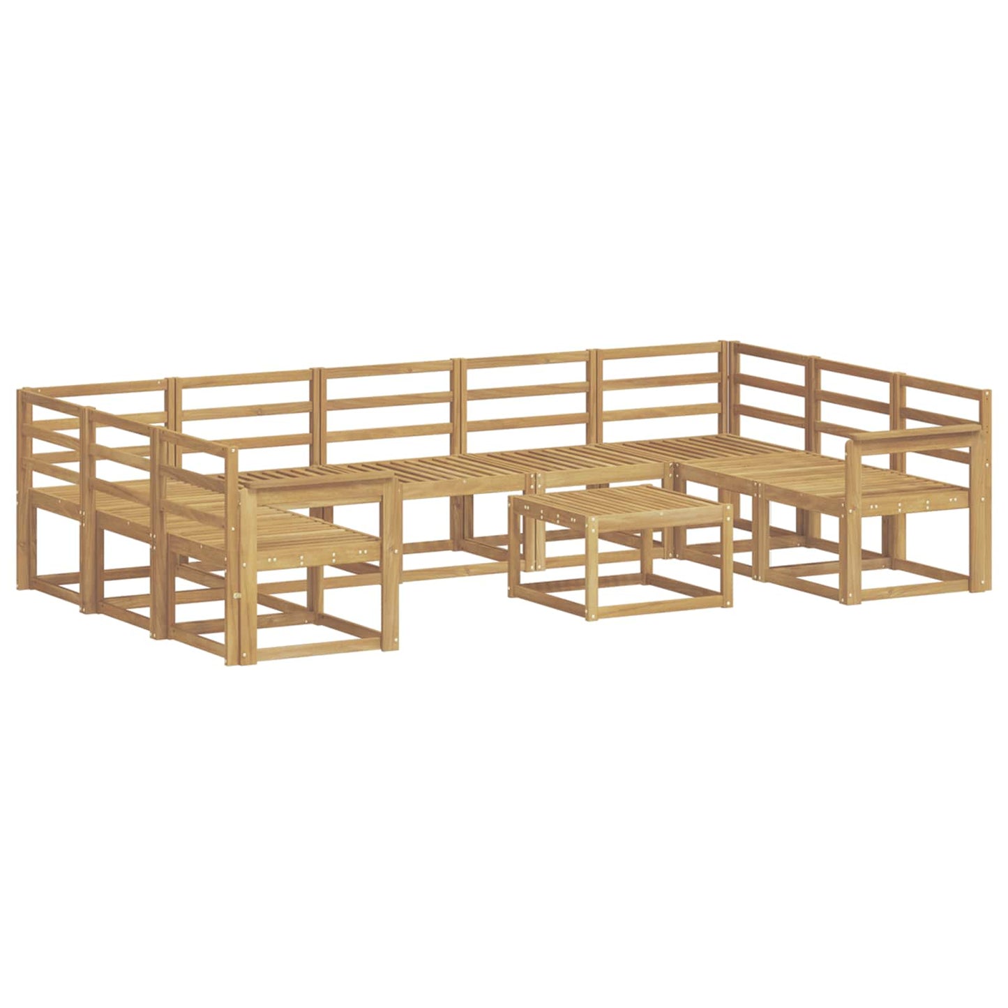 Utendørs sofa-sett 10 pcs Hvit Solid akasietre