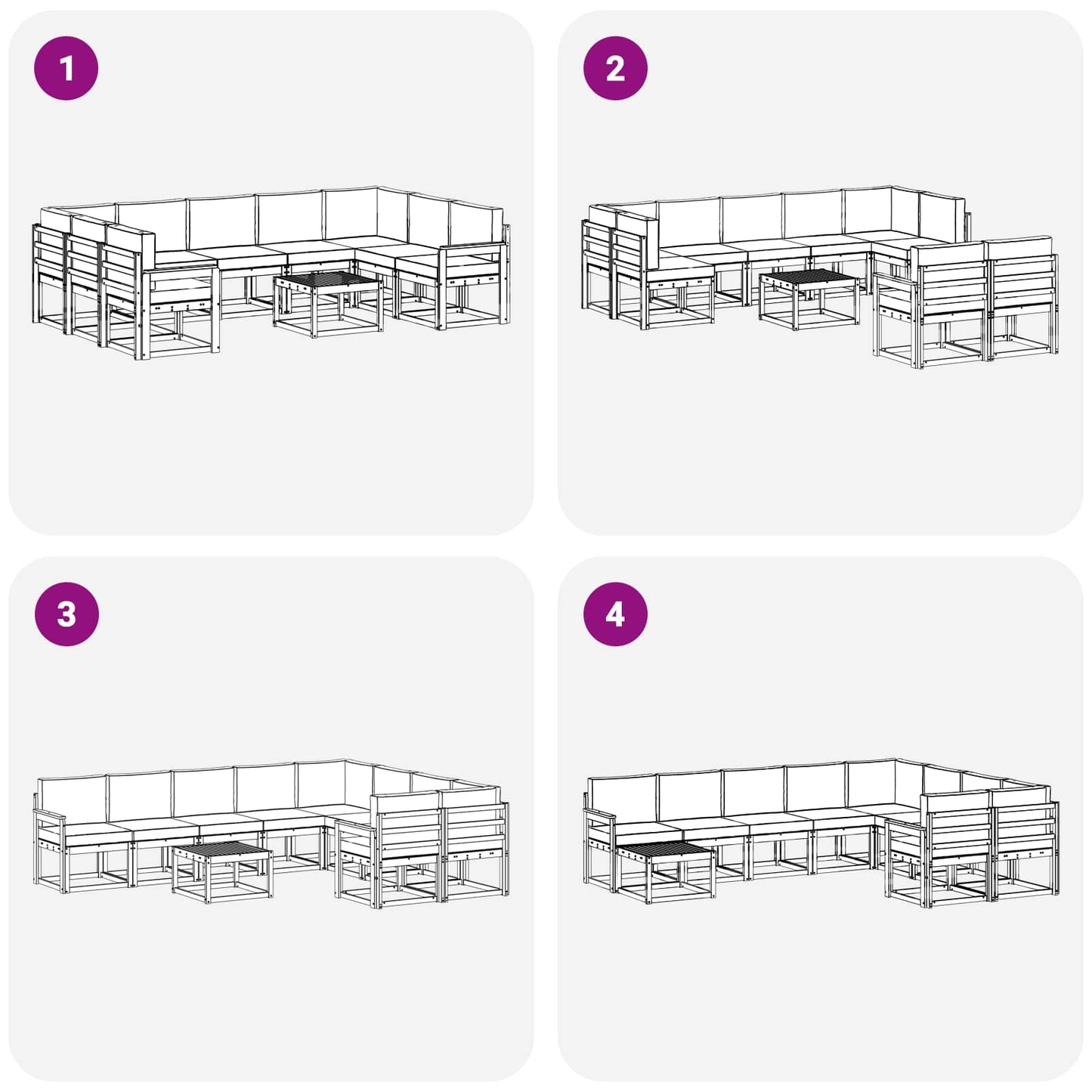 Utendørs sofa-sett 10 pcs Hvit Solid akasietre