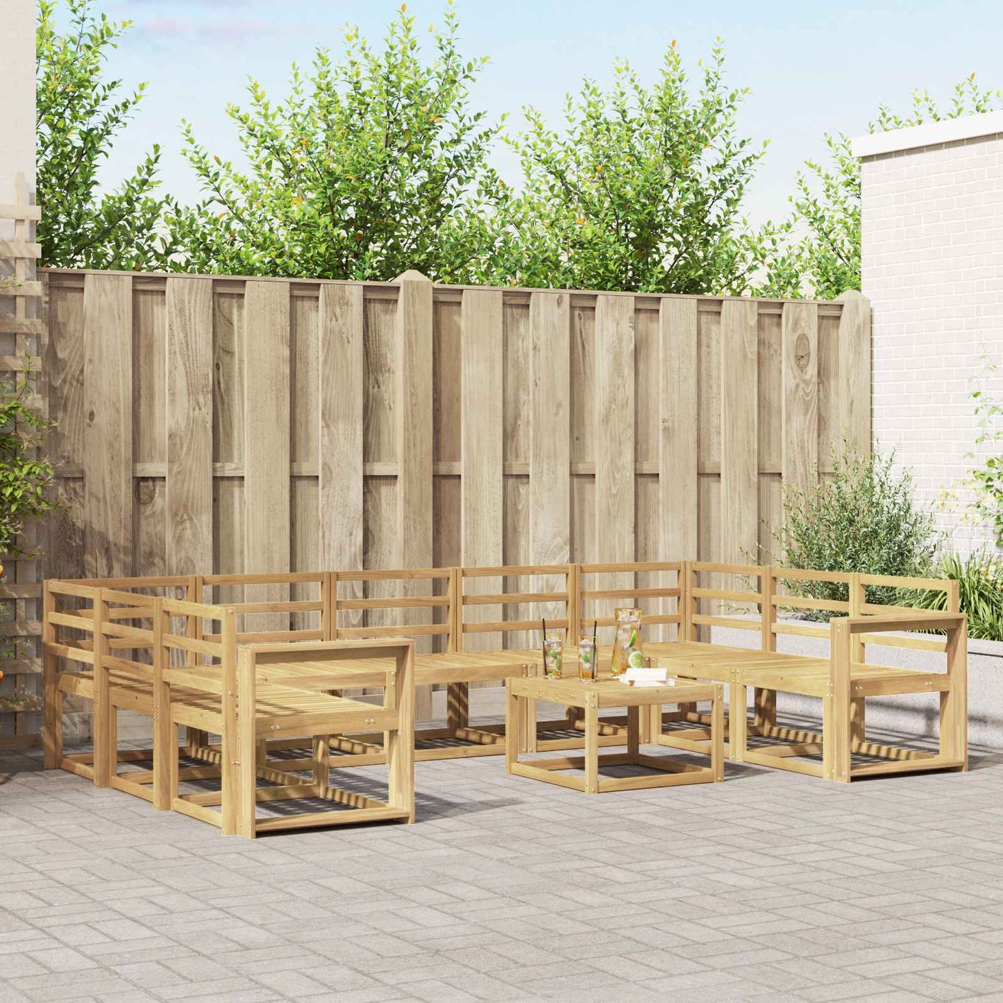 Utendørs sofa-sett 10 pcs Hvit Solid akasietre
