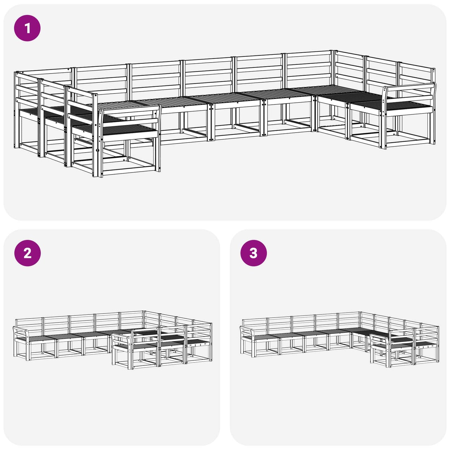 Utendørs sofa-sett 10 pcs Hvit Solid akasietre
