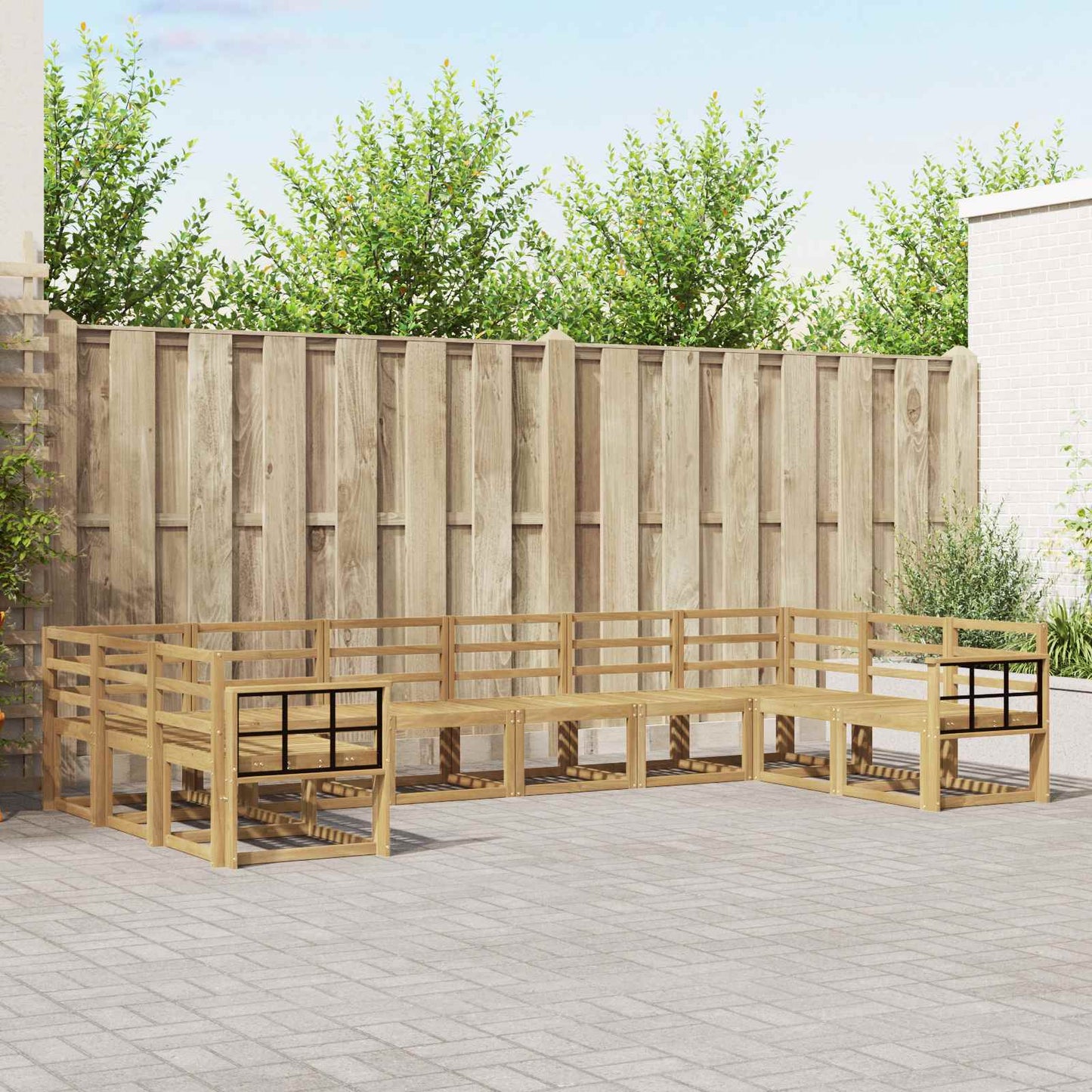 Utendørs sofa-sett 10 pcs Hvit Solid akasietre