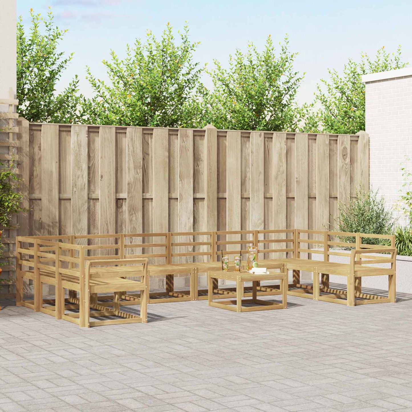 Utendørs sofa-sett 11 pcs Hvit Solid akasietre
