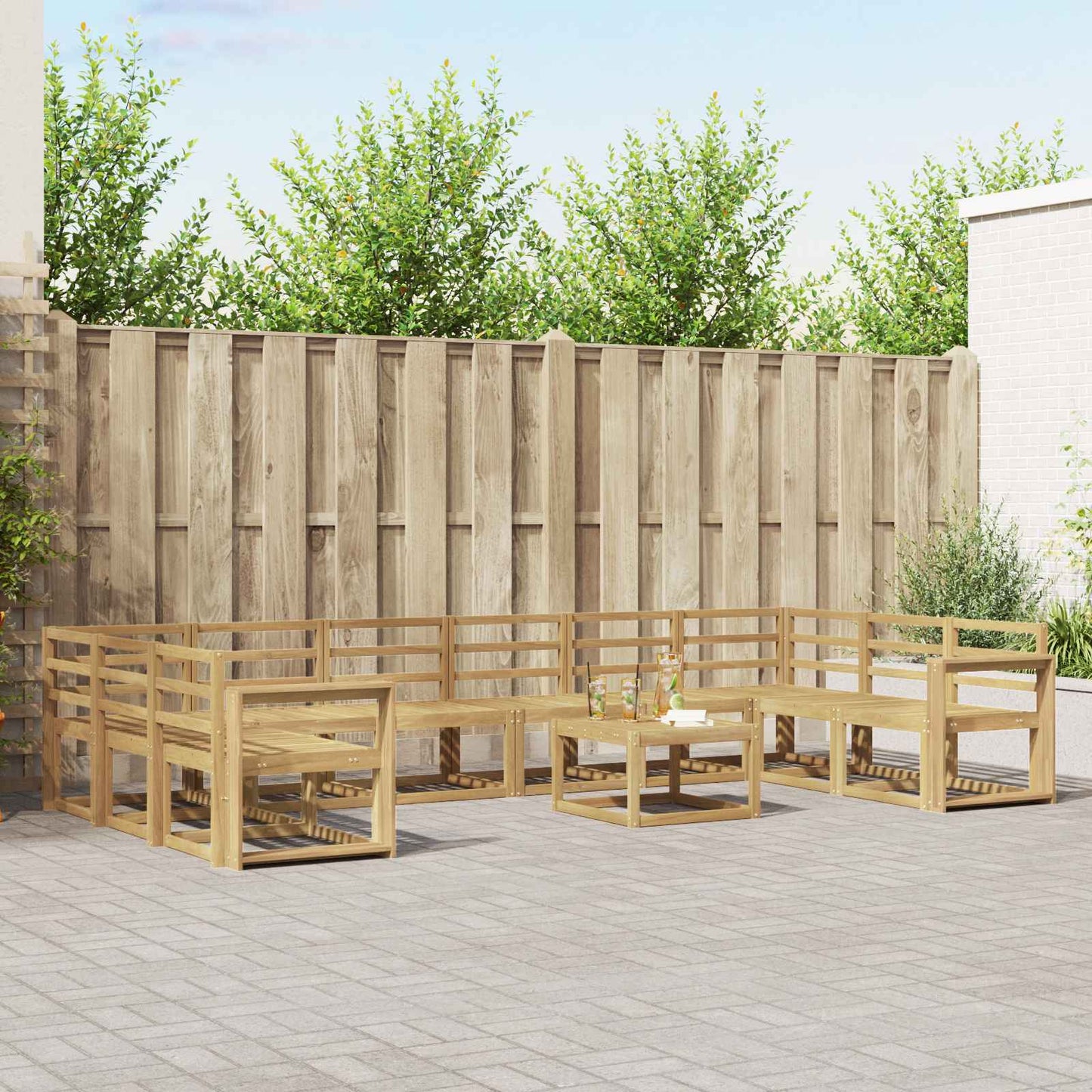 Utendørs sofa-sett 11 pcs Hvit Solid akasietre