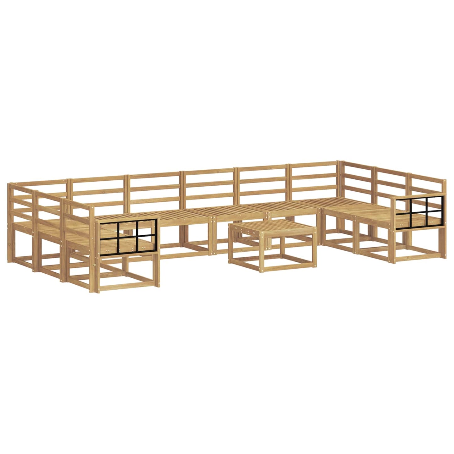 Utendørs sofa-sett 11 pcs Hvit Solid akasietre