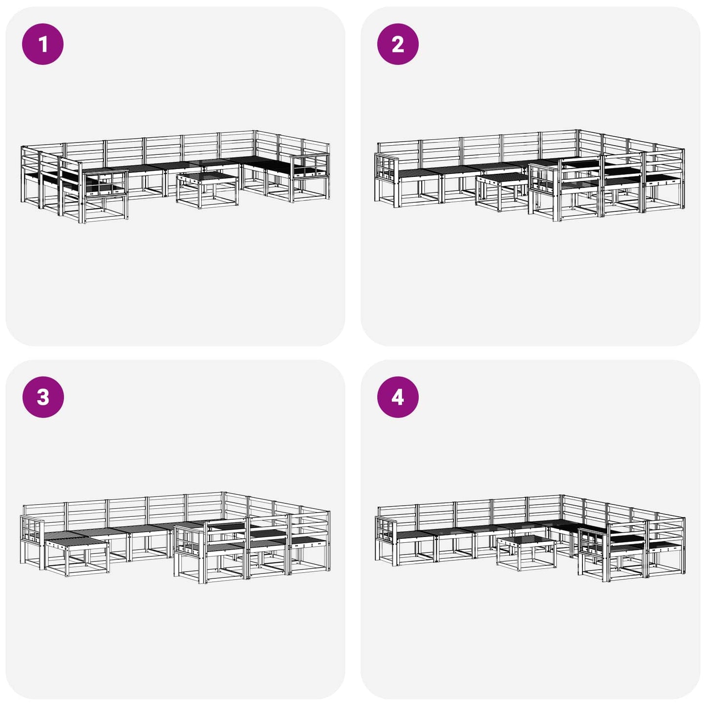 Utendørs sofa-sett 11 pcs Hvit Solid akasietre