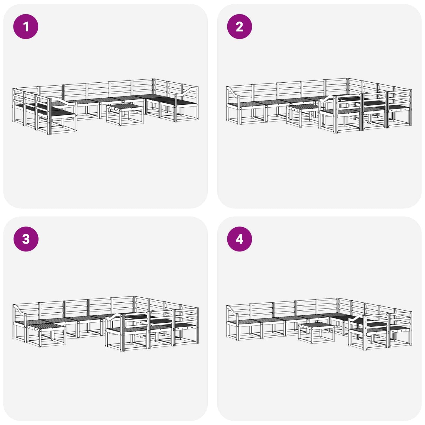 Utendørs sofa-sett 11 pcs Hvit Solid akasietre