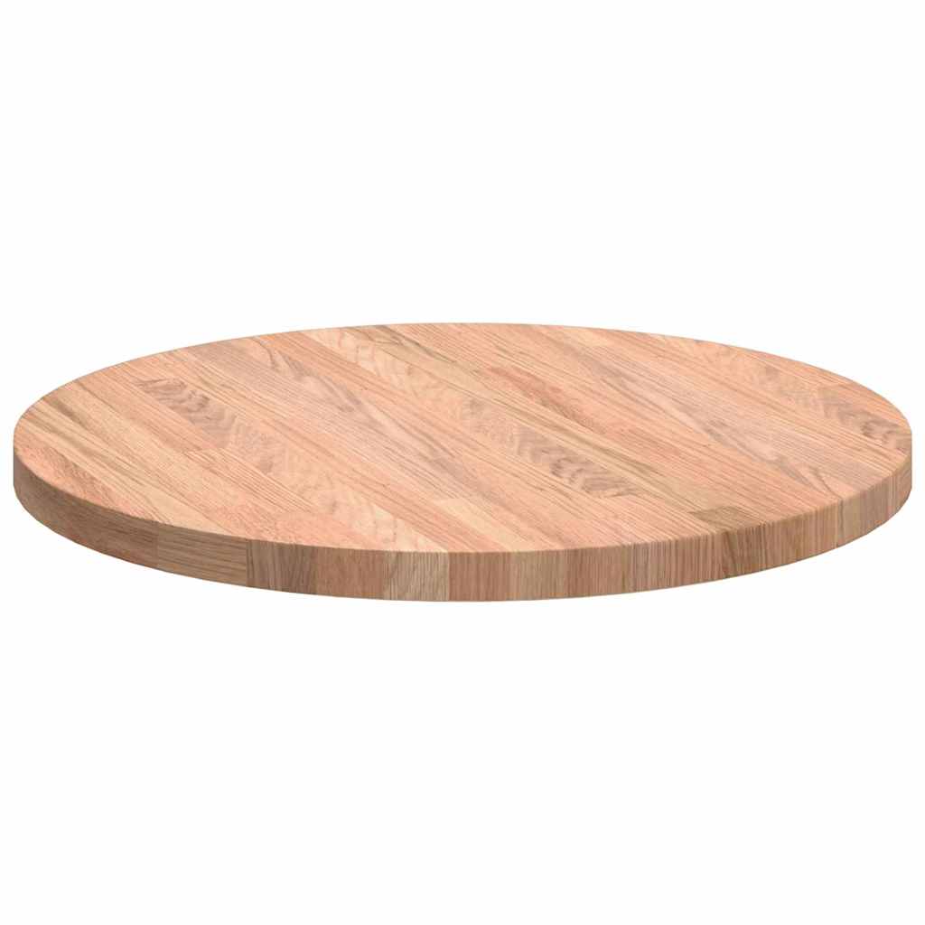 Bordplate Lys Brun Ø 50 x 2,5 cm Massivt Eiketre
