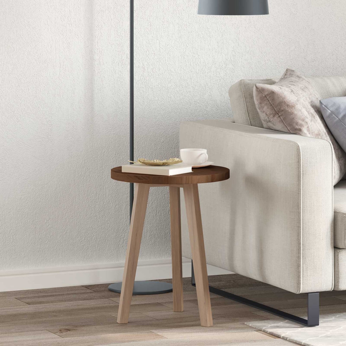 Bordplate Mørk brun Ø 50 x 2,5 cm Massivt Eiketre