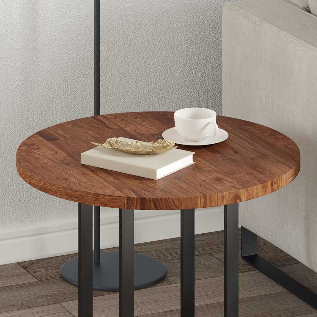 Bordplate Mørk brun Ø 60 x 2,5 cm Massivt Eiketre