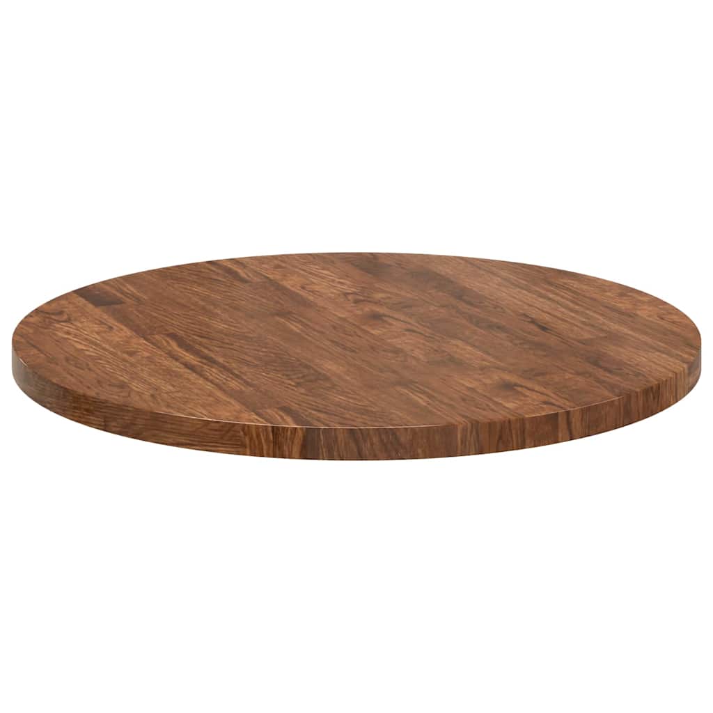 Bordplate Mørk brun Ø 60 x 2,5 cm Massivt Eiketre