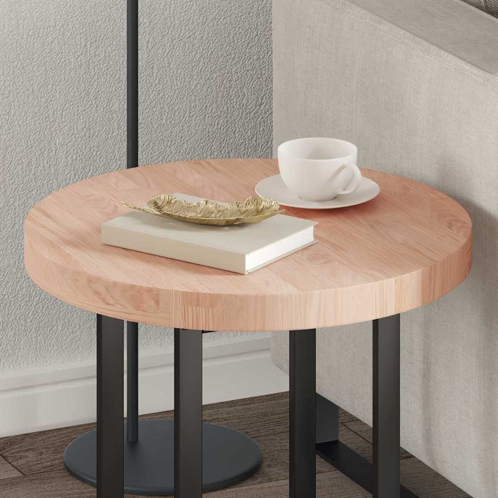 Bordplate Lys Brun Ø 50 x 4 cm Massivt Eiketre