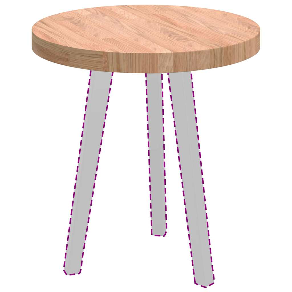 Bordplate Lys Brun Ø 50 x 4 cm Massivt Eiketre