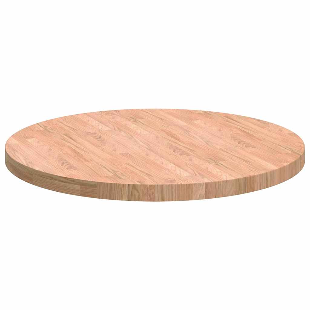 Bordplate Lys Brun Ø 80 x 4 cm Massivt Eiketre