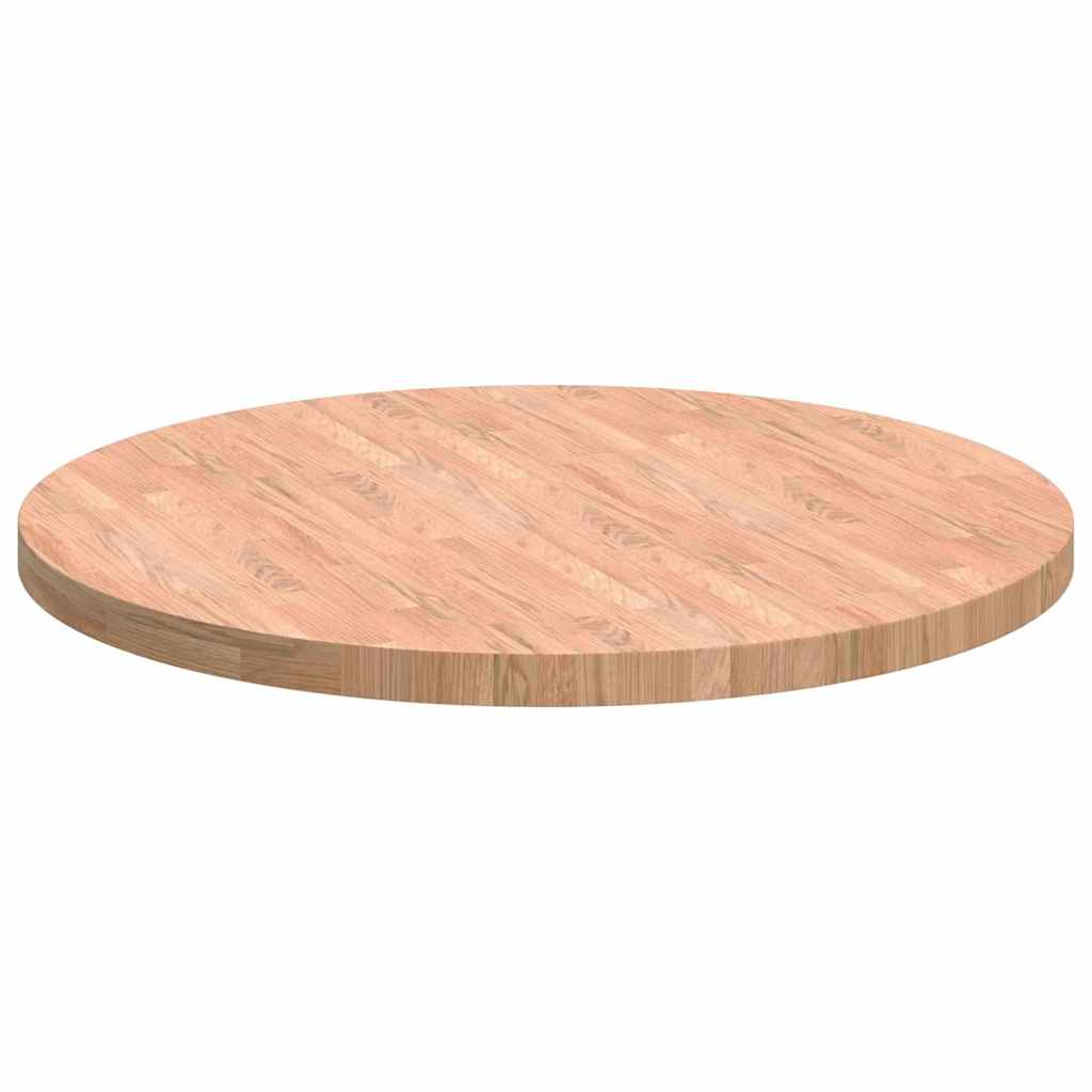 Bordplate Lys Brun Ø 90 x 4 cm Massivt Eiketre