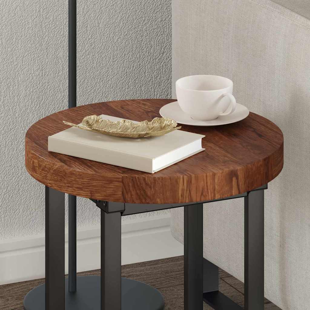 Bordplate Mørk brun Ø 40 x 4 cm Massivt Eiketre
