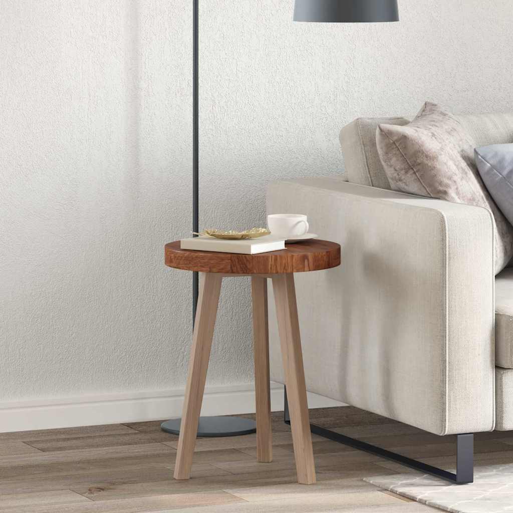 Bordplate Mørk brun Ø 40 x 4 cm Massivt Eiketre