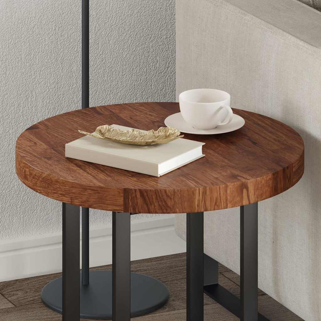 Bordplate Mørk brun Ø 50 x 4 cm Massivt Eiketre