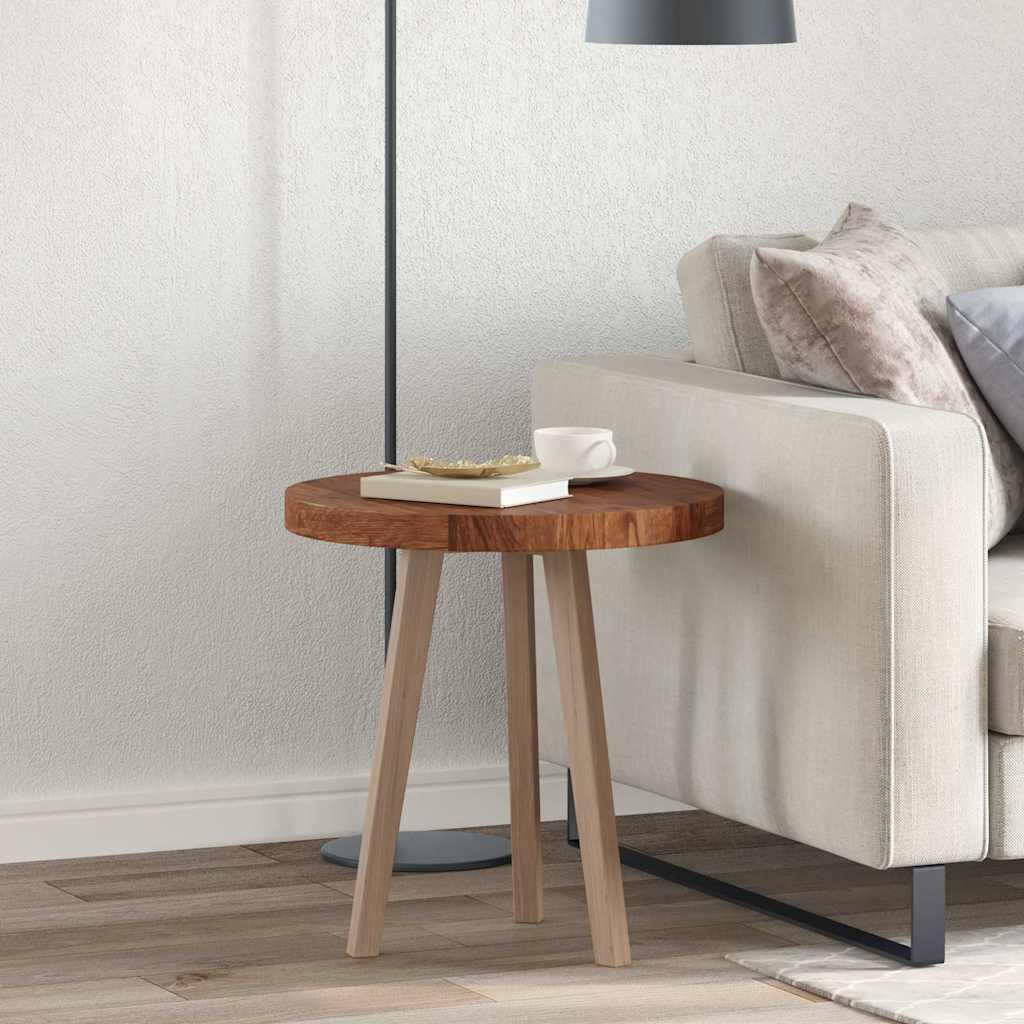 Bordplate Mørk brun Ø 50 x 4 cm Massivt Eiketre