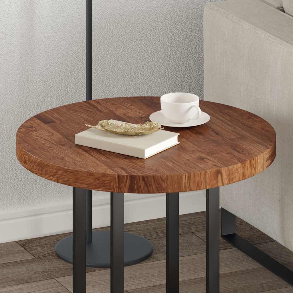 Bordplate Mørk brun Ø 60 x 4 cm Massivt Eiketre