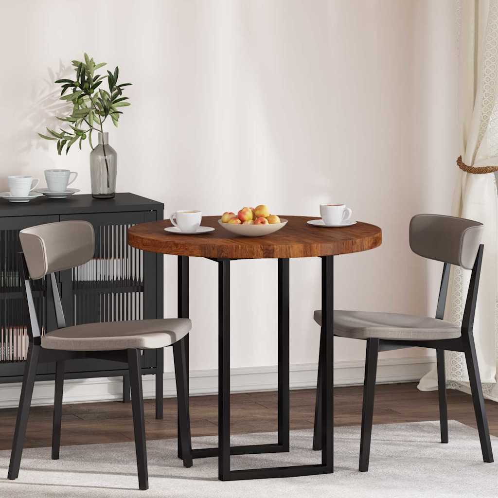 Bordplate Mørk brun Ø 80 x 4 cm Massivt Eiketre
