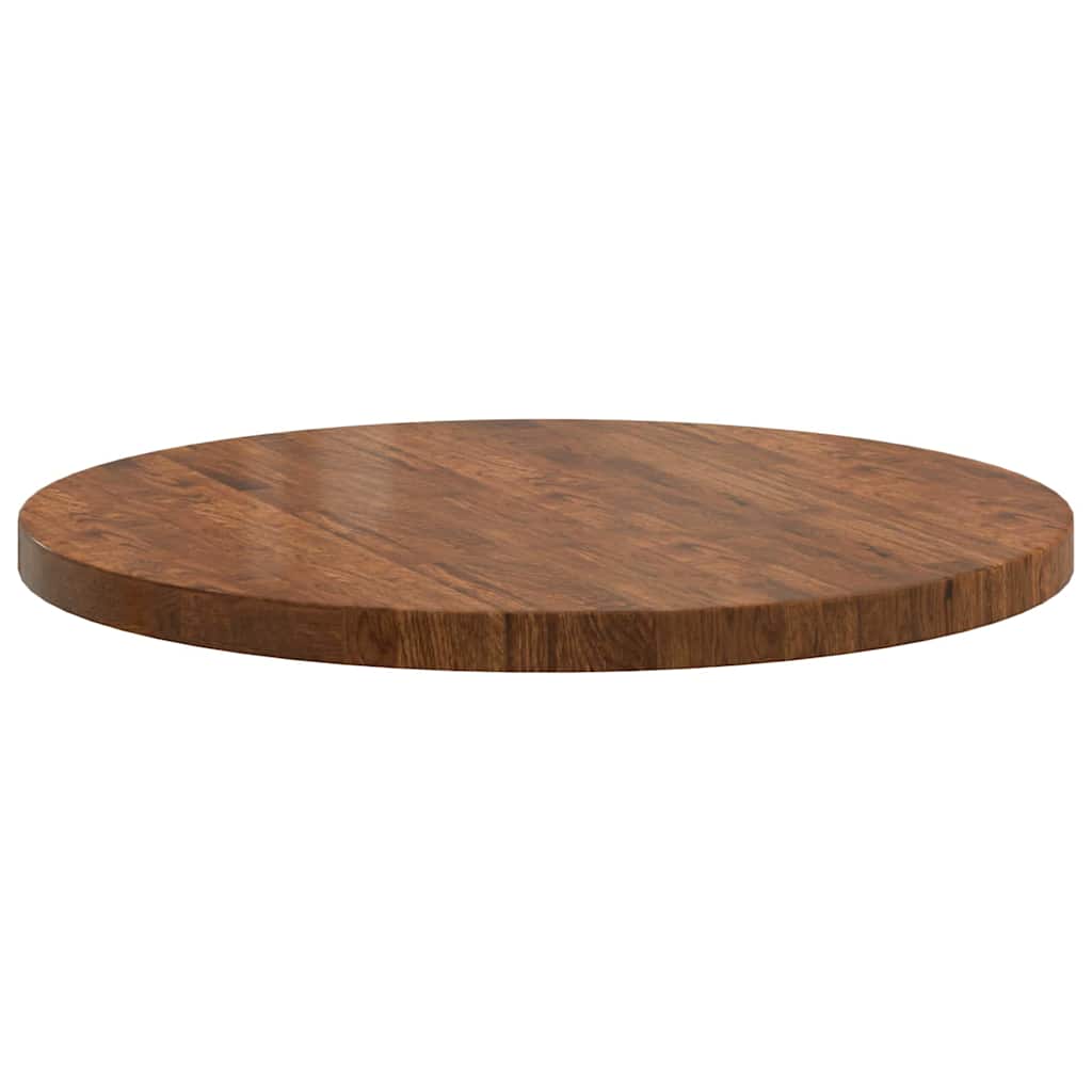 Bordplate Mørk brun Ø 80 x 4 cm Massivt Eiketre