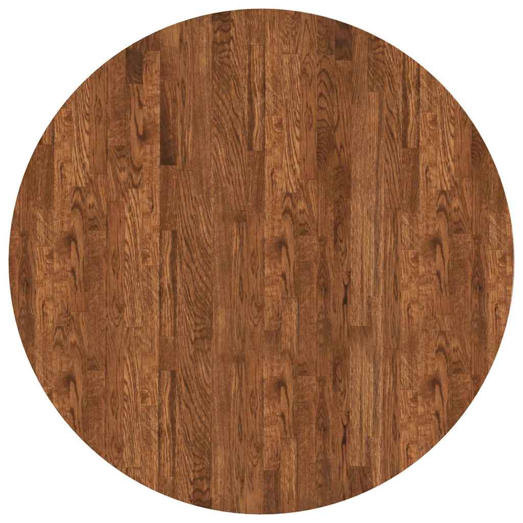 Bordplate Mørk brun Ø 90 x 4 cm Massivt Eiketre