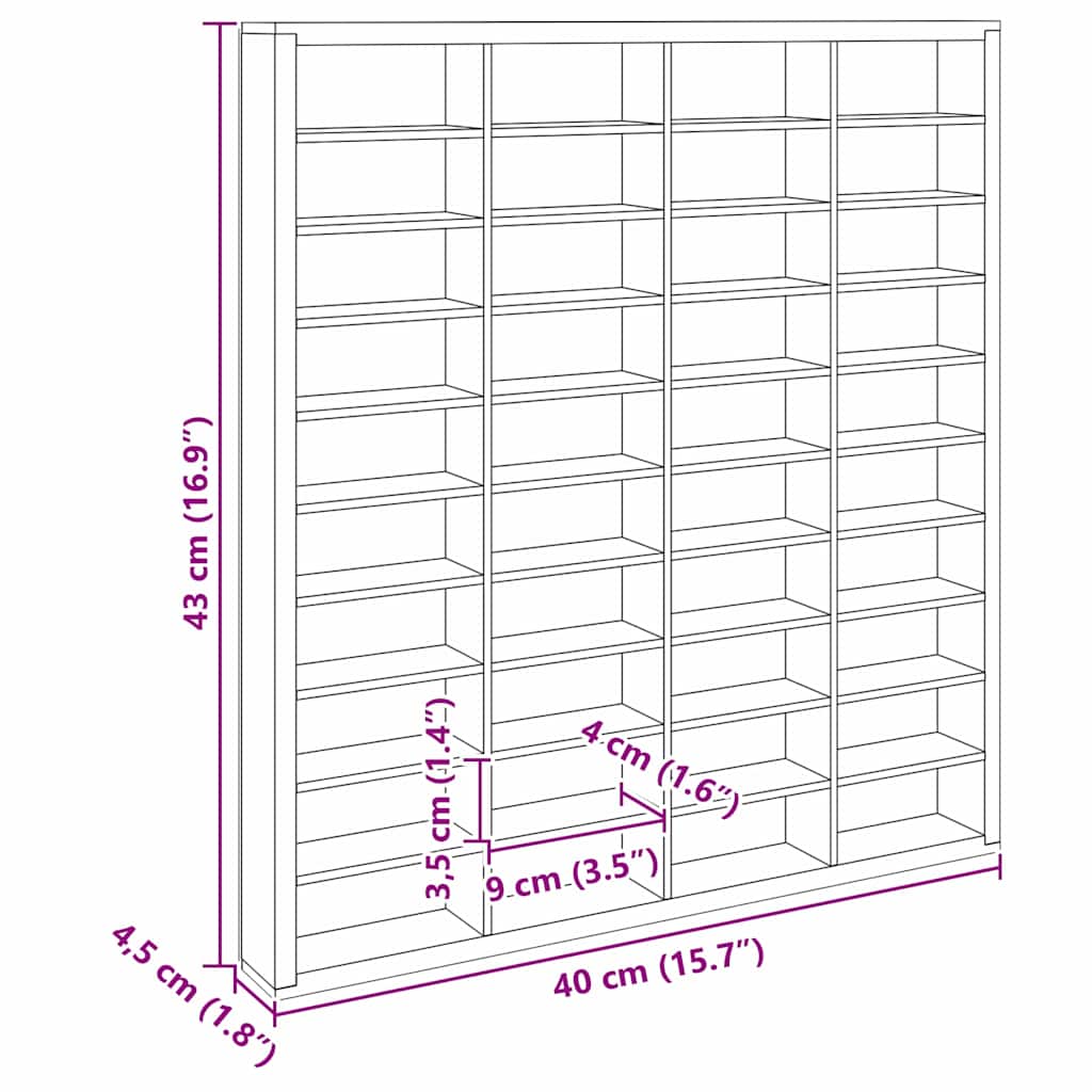 Veggdokumentdisplay Veggmontert Beige 40 x 4,5 x 43 cm