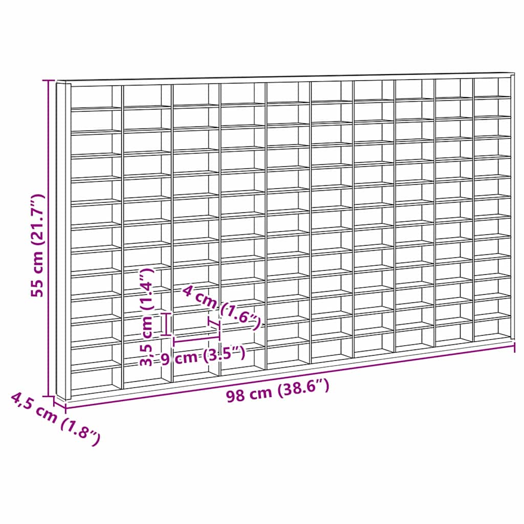 Veggdokumentdisplay Beige 98 x 4,5 x 55 cm Konstruert tre