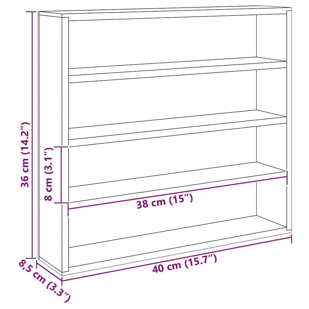 Veggdokumentdisplay Beige 40 x 8,5 x 37 cm Konstruert tre