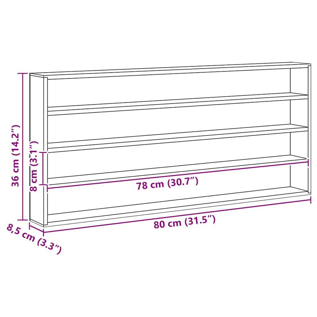 Veggdokumentdisplay Beige 80 x 8,5 x 36 cm Konstruert tre