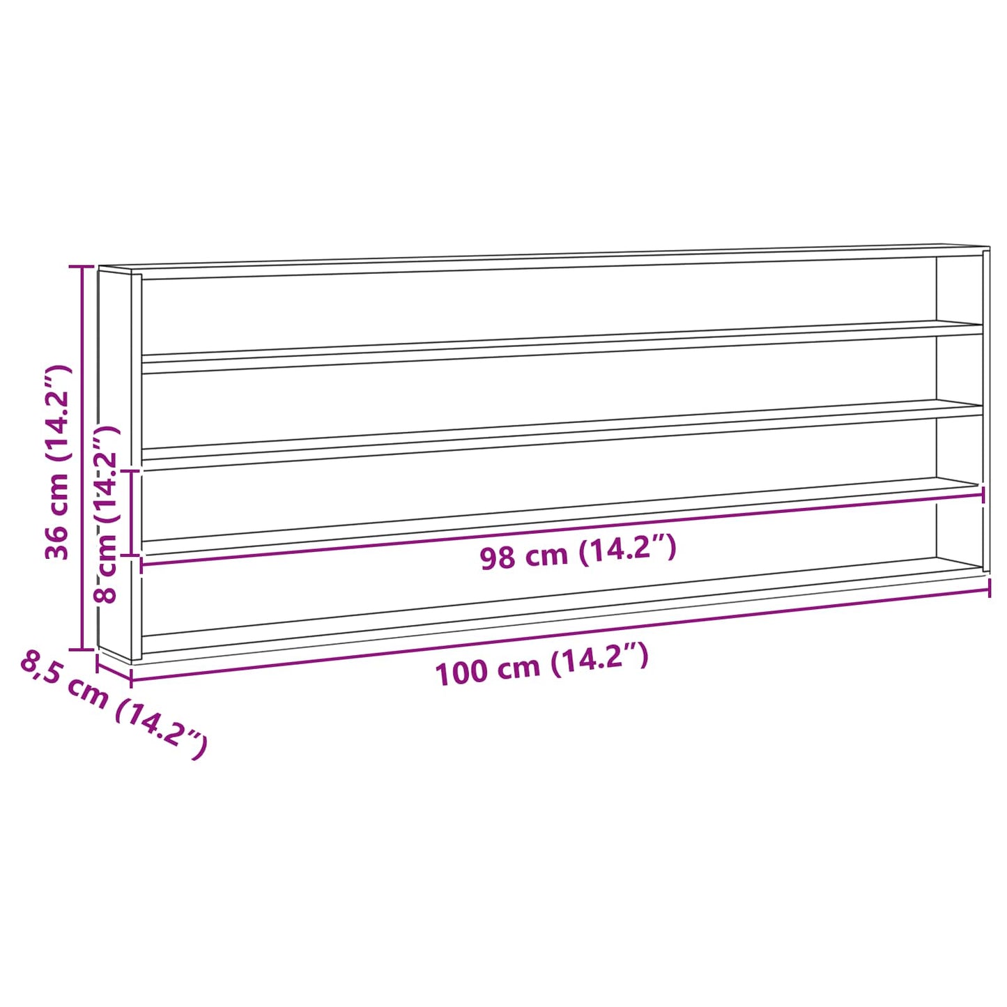 Veggdokumentdisplay Veggmontert Beige 100 x 8,5 x 36 cm