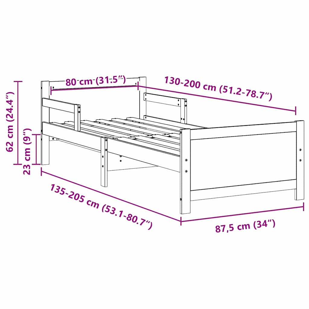 Sengestamme med hodegjerde Hvit 80 x 200 cm Konstruert tre