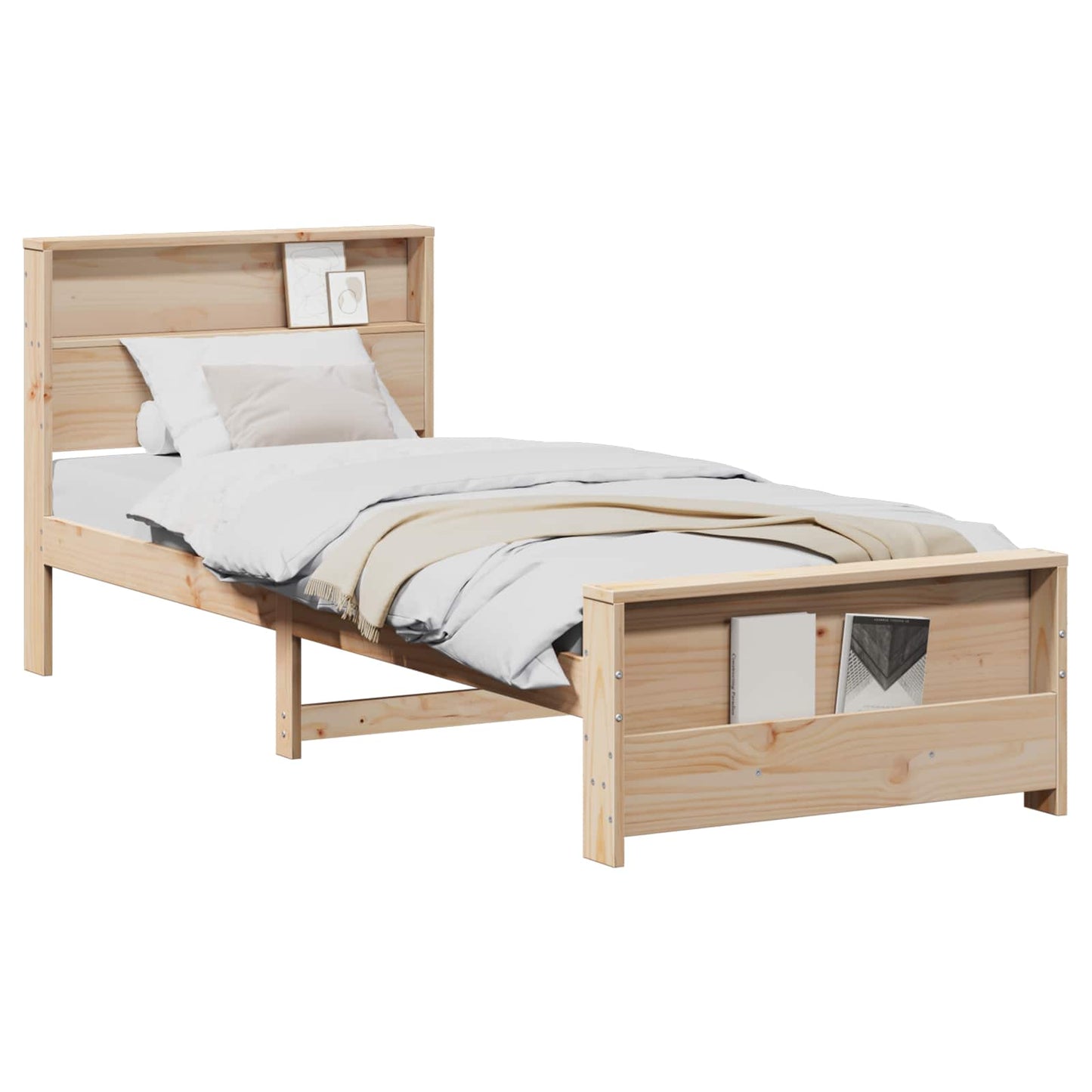 Sengestamme med hodegjerde Brun 90 x 200 cm Konstruert tre