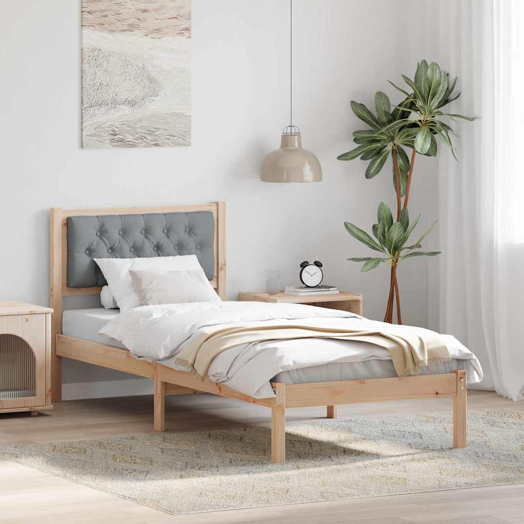 Sengestamme med hodegjerde Lysegrå 90 x 190 cm Massiv furu