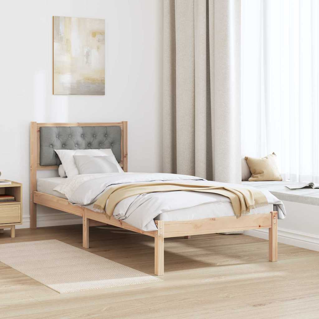 Sengestamme med hodegjerde Lysegrå 90 x 190 cm Massiv furu