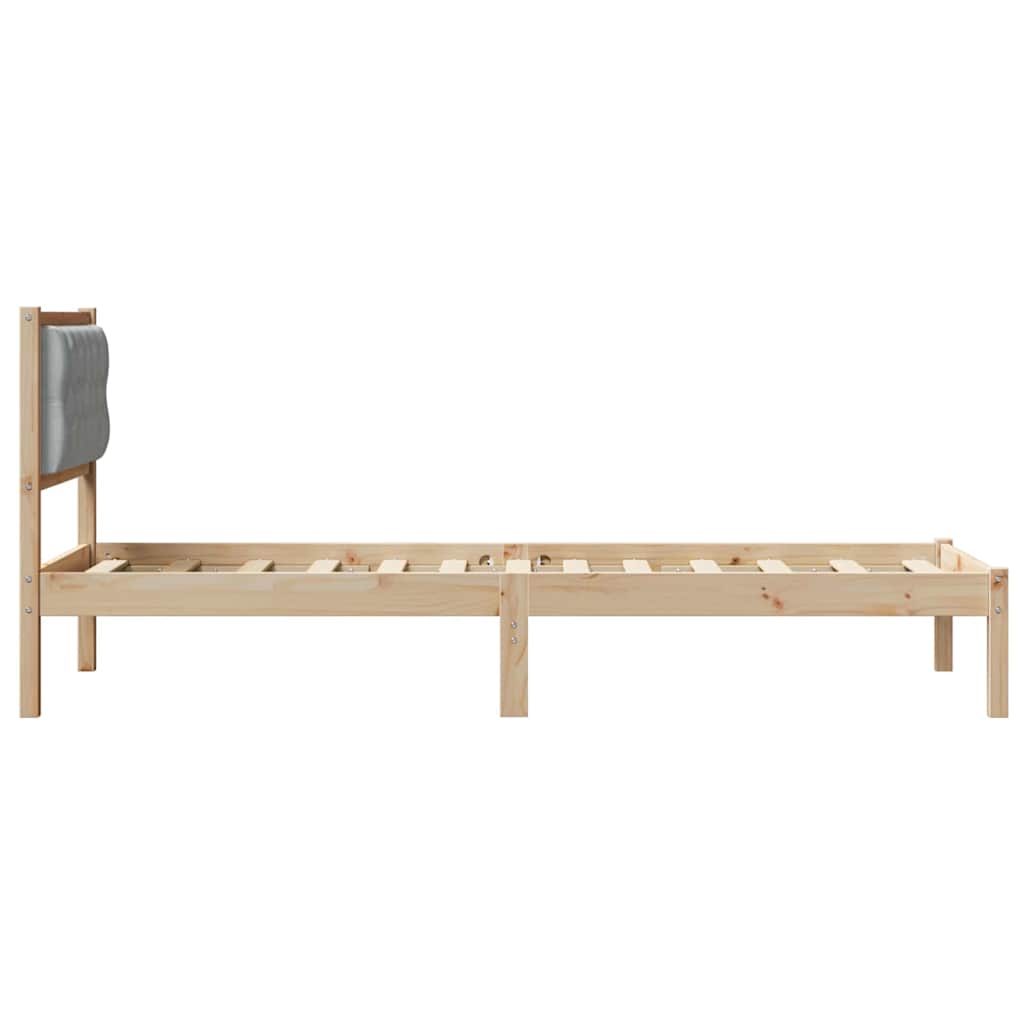 Sengestamme med hodegjerde Lysegrå 90 x 190 cm Massiv furu