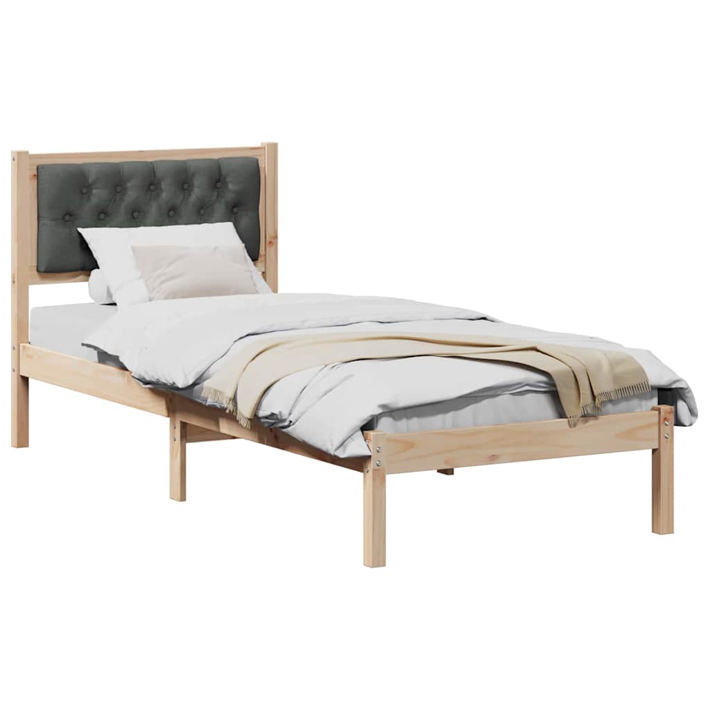 Sengestamme med hodegjerde Mørkegrå 90 x 190 cm Massiv furu