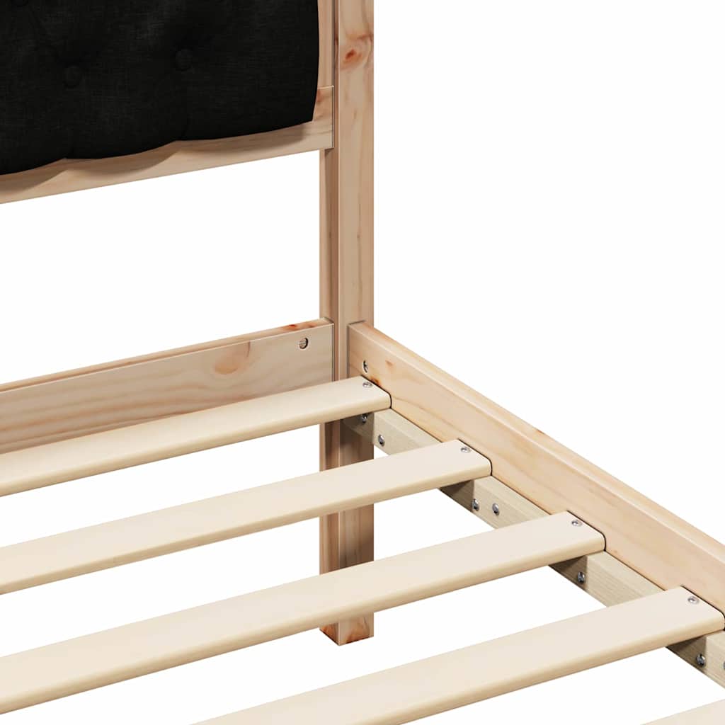 Sengestamme med hodegjerde Svart 90 x 190 cm Massiv furu
