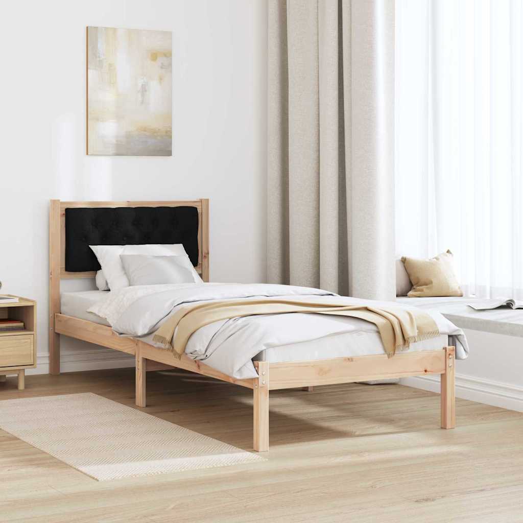 Sengestamme med hodegjerde Svart 90 x 190 cm Massiv furu