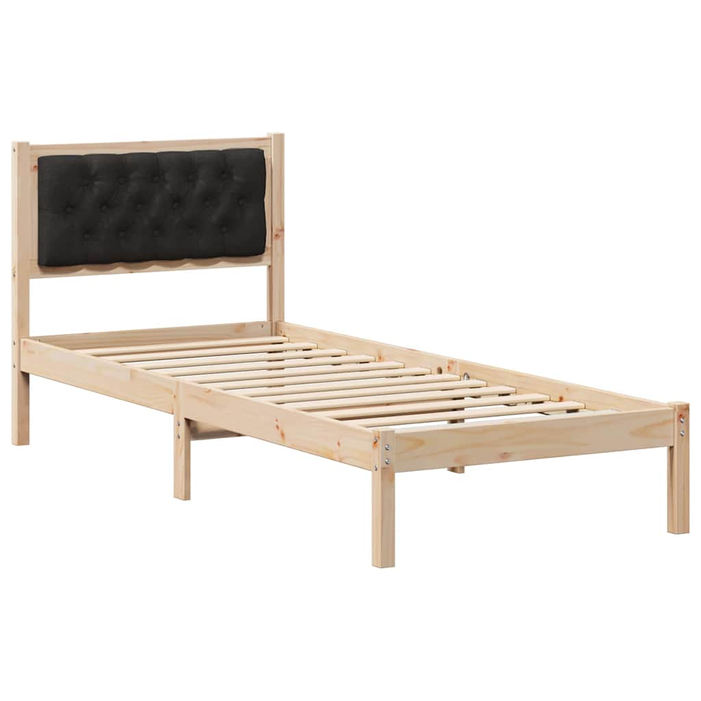 Sengestamme med hodegjerde Svart 90 x 190 cm Massiv furu