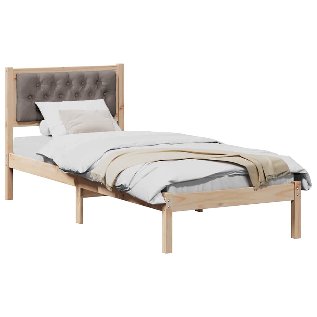 Sengestamme med hodegjerde Gråbrun 90 x 190 cm Massiv furu