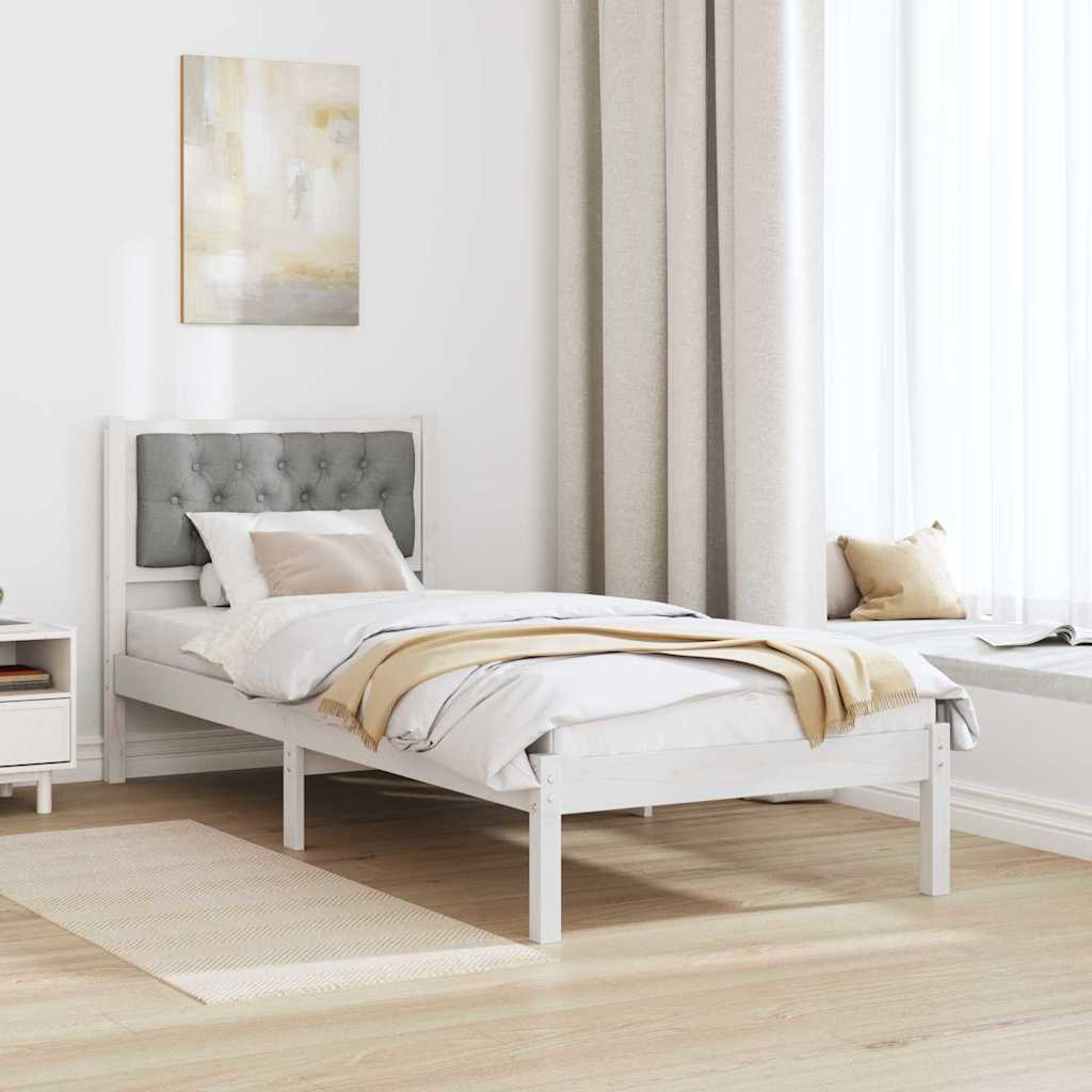 Sengestamme med hodegjerde Lysegrå 90 x 190 cm Massiv furu