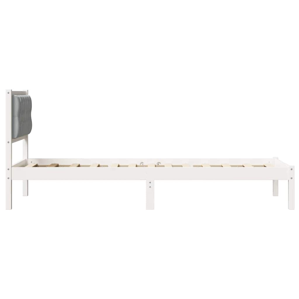 Sengestamme med hodegjerde Lysegrå 90 x 190 cm Massiv furu
